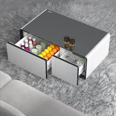 Estilo de diseño moderno muebles inteligentes refrigerador de vino con mesa de café multifuncional