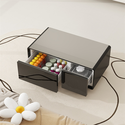 Refrigerador de mesa de café inteligente con cajón de vidrio de carga inalámbrica y mini bar