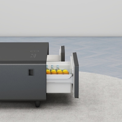 Refrigerador de mesa de café inteligente con cajón de vidrio de carga inalámbrica y mini bar