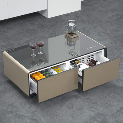 Gabinete de vinos Smart Mesa de café Impresión de pantalla de seda y carga inalámbrica incluida