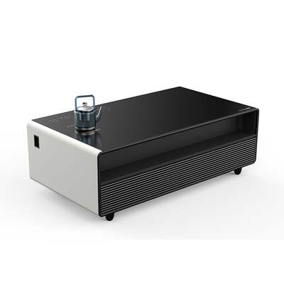 Refrigerador de música de 135L de capacidad Mesa de sala inteligente con refrigerador y carga inalámbrica