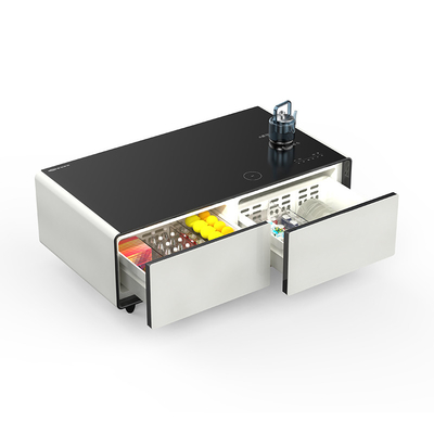 Mesa de café extensible con 2 cajones de la nevera Puertos de carga USB y altavoz incorporado