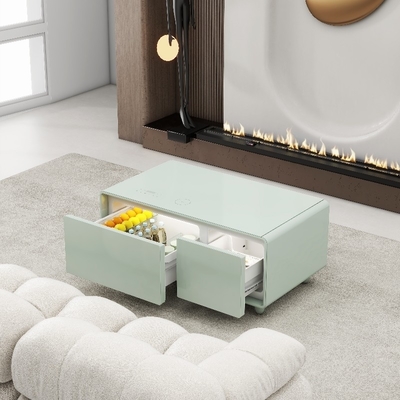 Mesa de café inteligente moderna con cajones de la nevera y carga inalámbrica Color personalizado