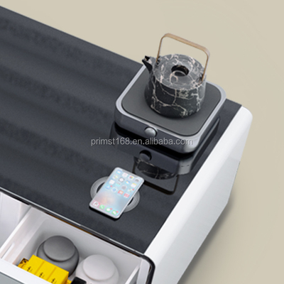 Mesa de café plegable de sala de estar con cargador inalámbrico y refrigerador con dos puertos USB