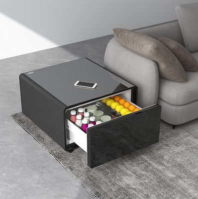 Refrigerador de mesa de café inteligente, refrigerador de vino tinto con muebles de puerta de vidrio de impresión 3D