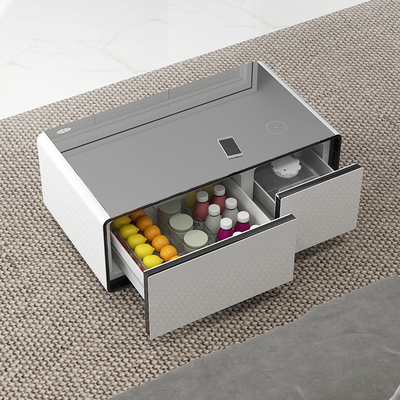 Refrigerador inteligente Mesa de té multifuncional con carga inalámbrica y reproductor de música