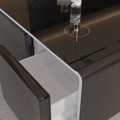 2024 Mesa de café inteligente congelada con refrigerador incorporado y tapa de vidrio templado