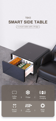 Tabla de café moderna con refrigerador Mini Bar de nevera altavoz de carga inalámbrica Mesa lateral