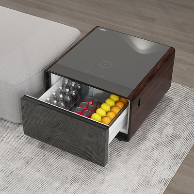 Tabla de café moderna con refrigerador Mini Bar de nevera altavoz de carga inalámbrica Mesa lateral