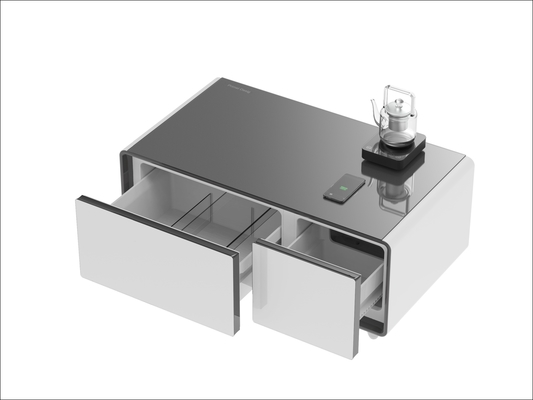 Muebles de sala de estar Mesa de café inteligente con 2 cajones de la nevera y carga inalámbrica