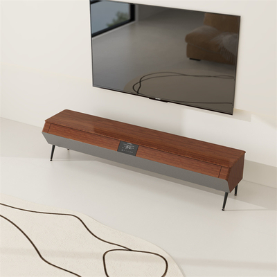Muebles inteligentes Estante de televisión de madera con luz LED Atmosfera y cáscara lateral de madera sólida