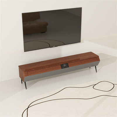 Muebles inteligentes Estante de televisión de madera con luz LED Atmosfera y cáscara lateral de madera sólida