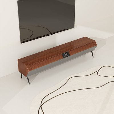 Muebles inteligentes Estante de televisión de madera con luz LED Atmosfera y cáscara lateral de madera sólida