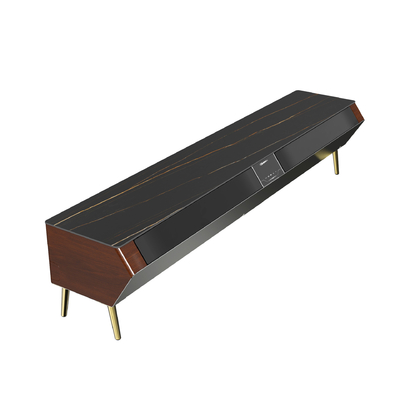 Muebles inteligentes Estante de televisión de madera con luz LED Atmosfera y cáscara lateral de madera sólida