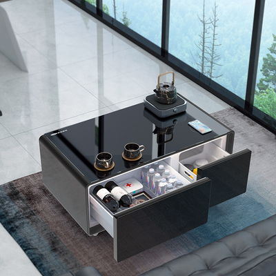 Mesa de café inteligente de 110-220V con 2 cajones de refrigerador y puertos USB Muebles inteligentes