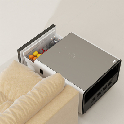 Mesa de café multifuncional con cajón de refrigeración, carga inalámbrica y reproductor de música