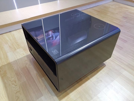 Muebles de oficina para el hogar pequeños Mesa de café inteligente moderna con nevera de mesa y luz LED