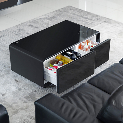 2024 Mesa de café inteligente Mini Refrigerador de carga inalámbrica de doble puerta para muebles de sala de estar