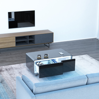2024 Mesa de café inteligente Mini Refrigerador de carga inalámbrica de doble puerta para muebles de sala de estar