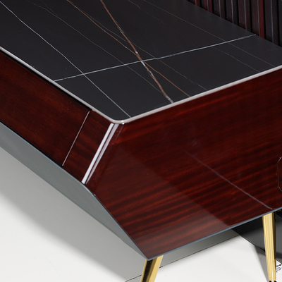 Unidad de pared de entretenimiento de madera moderna con altura ajustable y aire acondicionado incorporado