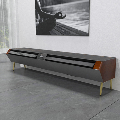 Unidad de pared de entretenimiento de madera moderna con altura ajustable y aire acondicionado incorporado