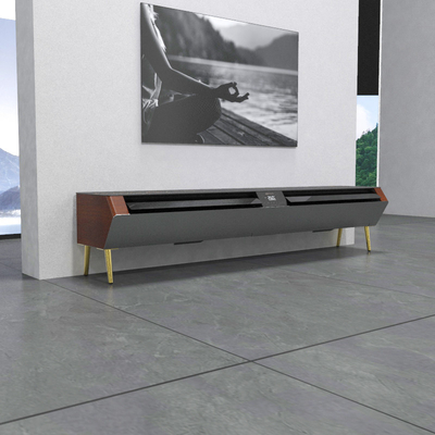 Unidad de pared de entretenimiento de madera moderna con altura ajustable y aire acondicionado incorporado