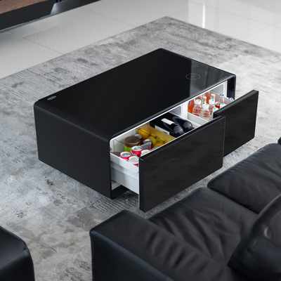 Mesa de café inteligente TB90 de plástico de acero templado con puertos USB y carga inalámbrica