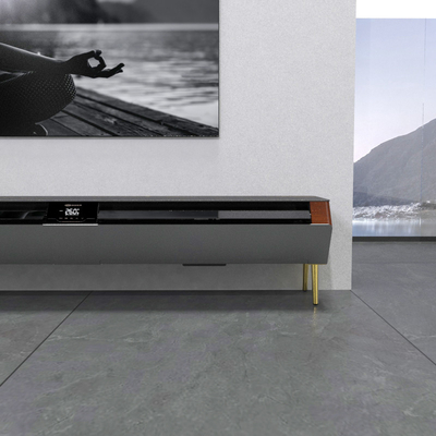 Cabinet de TV de acabado de tiza con estante de aire acondicionado y armarios Una adición elegante a cualquier hogar