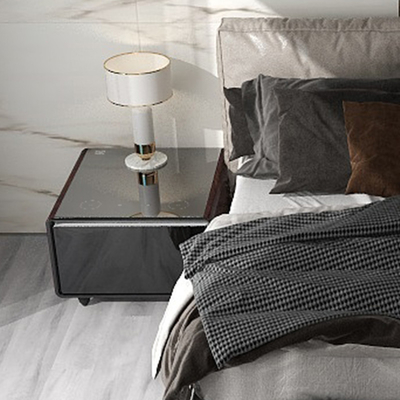670*704*457mm Estilo de diseño moderno Tabla lateral de vidrio templado con cajones de refrigerador