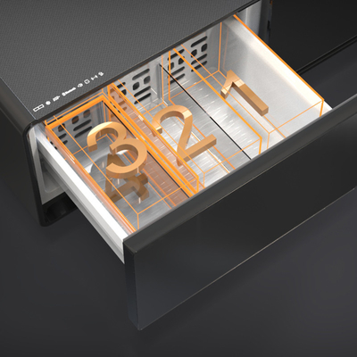 670*704*457mm Estilo de diseño moderno Tabla lateral de vidrio templado con cajones de refrigerador