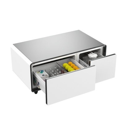 Muebles de salón modernos Cargador inalámbrico Mesa de café con cajones de nevera doble