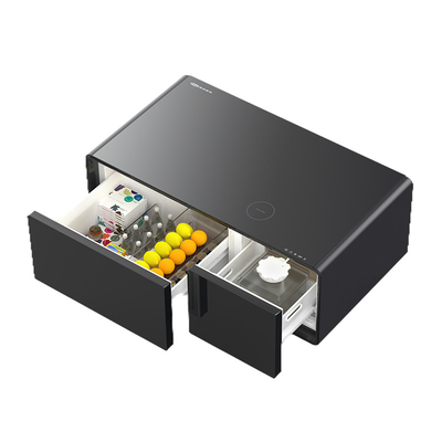 Refrigerador de vidrio templado Mini Refrigerador inteligente de 90L con cajones dobles Carga inalámbrica