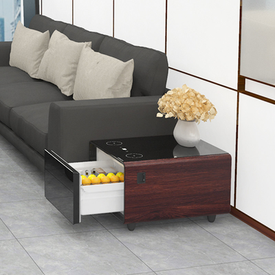 Mini refrigerador de dormitorio con pantalla táctil moderna y acabado de acero inoxidable