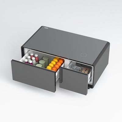 Mesa de muebles inteligentes con mini refrigerador de 28L y carga inalámbrica