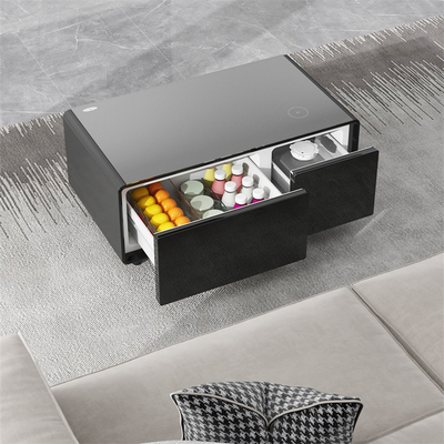 Refrigeradores táctiles inteligentes de 75W Coloridos Reproductor de música de mesa Cargador inalámbrico Muebles de sala de estar Mesa de café inteligente