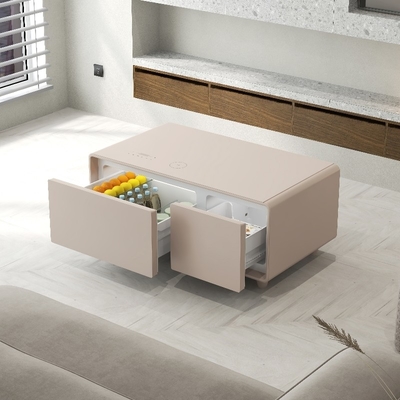 Muebles para el hogar Mesa de café moderna con carga inalámbrica y mini refrigerador