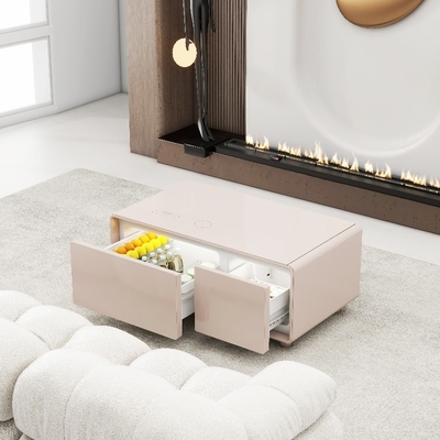 Muebles para el hogar Mesa de café moderna con carga inalámbrica y mini refrigerador